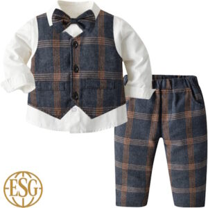Erkek Çocuk Takım Elbise Seti Kare Çizgili